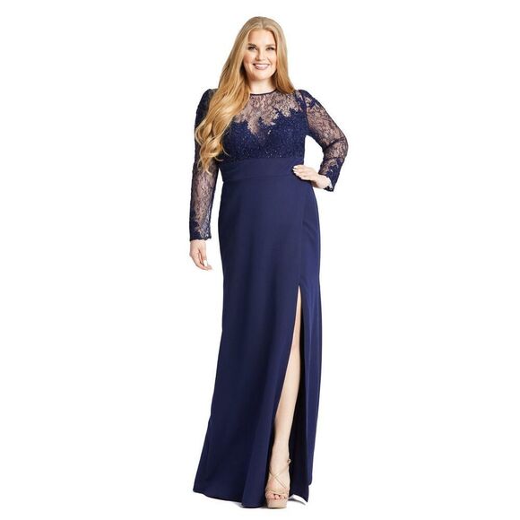 NWT Mac Duggal Midnight Sweatheart Lace Gown Size 18W - Picture 1 of 15